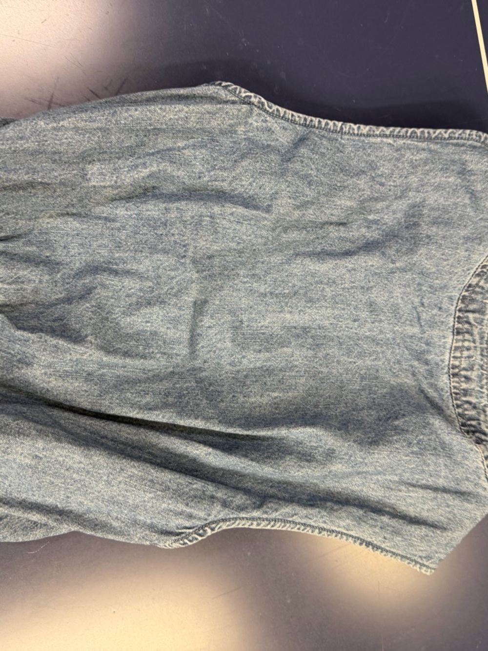 Avec Les Filles Sleeveless Denim-Style Tie-Waist Mini Dress in Blue - Picture 7 of 7